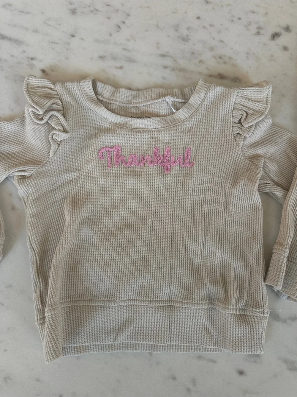 Girls Corduroy Pinafore Dress with Cream Top and thankful top bundle